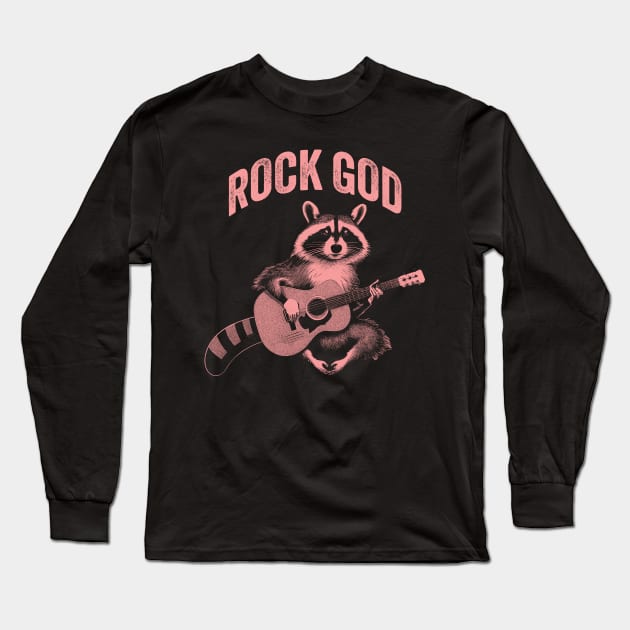Rock God Raccoon Long Sleeve T-Shirt by n23tees